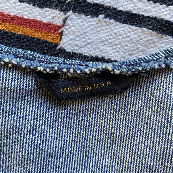 Vintage Pioneer Wear Dickie Western Aztec Leather Denim Fringe Bib. OSFM. USA - Picture 7 of 11